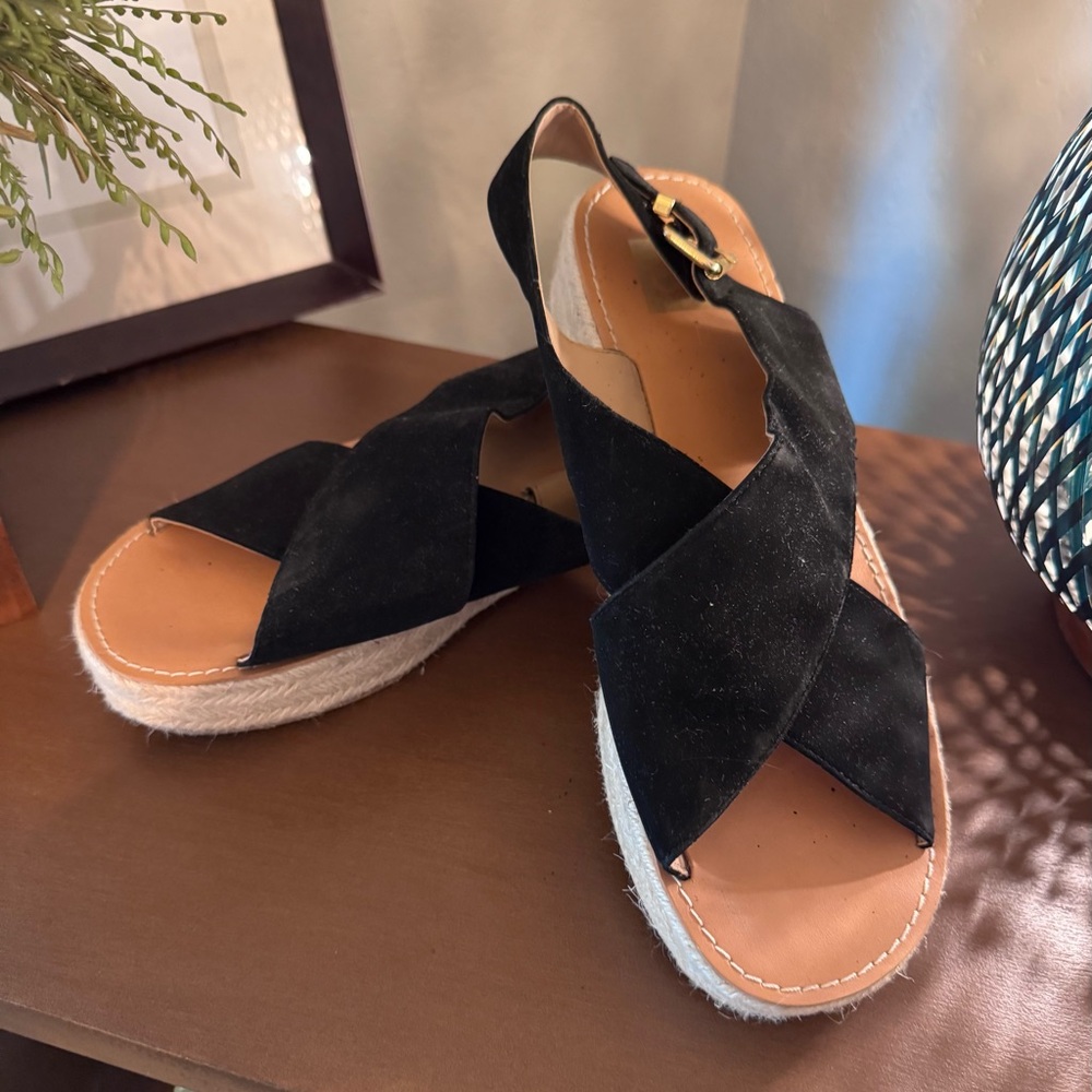 Target Black and Tan Espadrille Shoes with Criss-Cross Straps